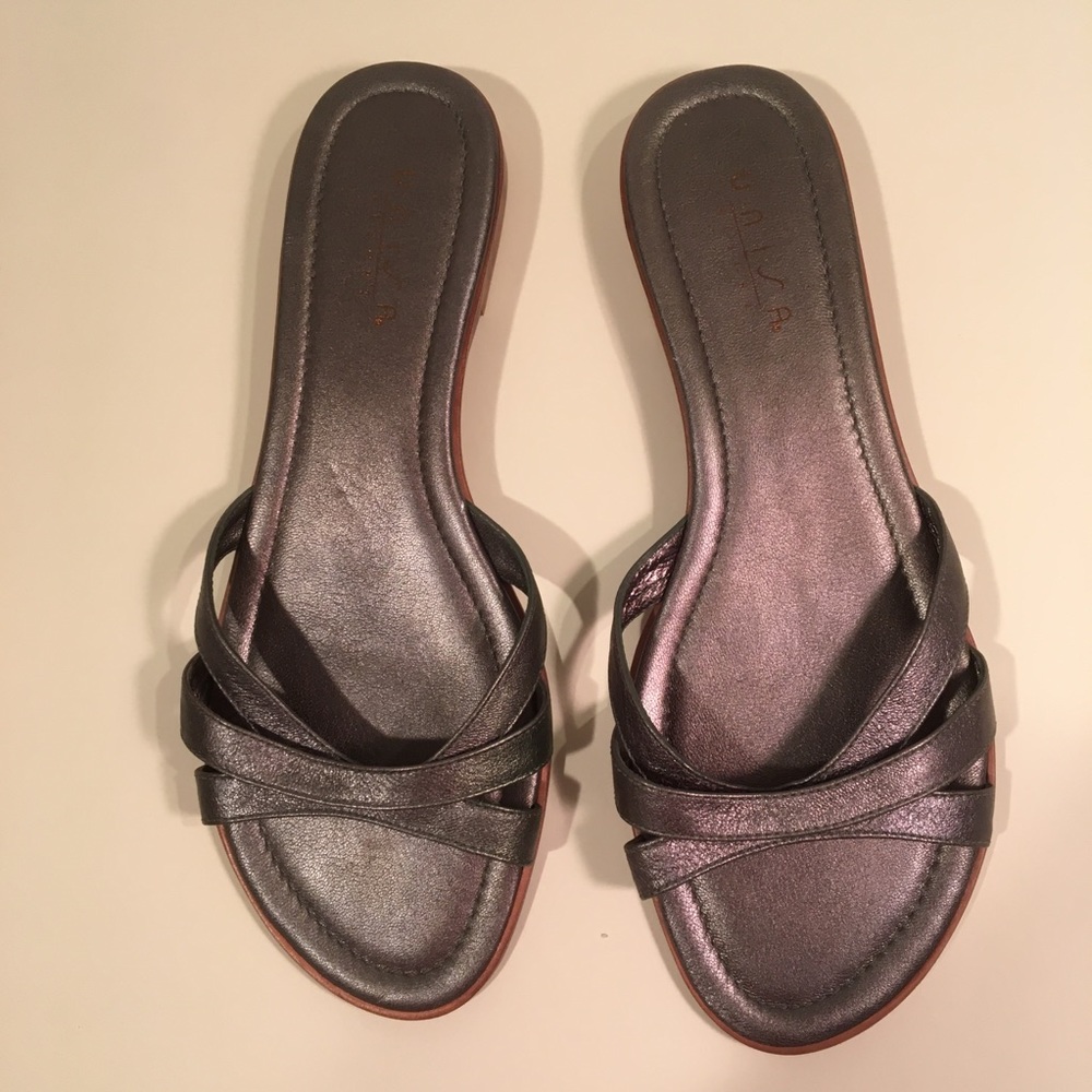 Unisa metallic green slip ons shoes